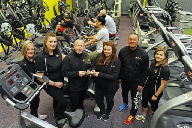 Staff at The News's Gym of The Year' - My Fitness Hub in Havant. From left, Emily Pilat, Emma Teasdale, John Handley, Sam Fry, Duncan Teasdale and Ellie Burr-Lonnon Picture:  Malcolm Wells (180322-1531)