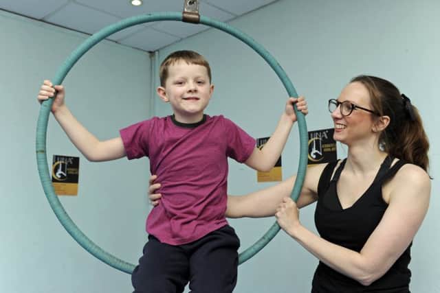 Samuel Fairley, nine, with instructor Fenella Carcary Picture: Ian Hargreaves (180444-3)