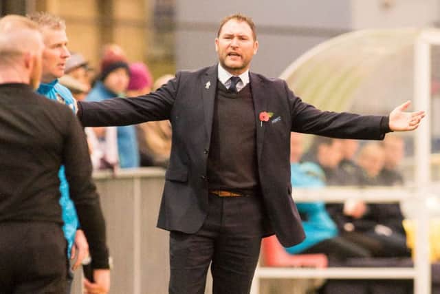 Lee Bradbury was sent to the stands during the Hawks' draw with Whitehawk. Picture: Keith Woodland PPP-171111-183541006