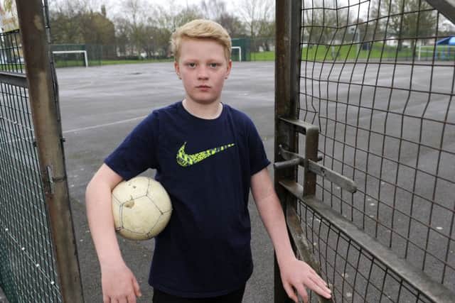 Landen Holt, 10, who was assaulted by a group of teenagers and stabbed with what was thought to be a screwdriver Picture: Malcolm Wells (180402-3005)