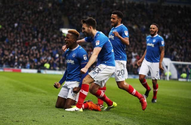 Jamal Lowe celebrates his goal. Picture: Joe Pepler