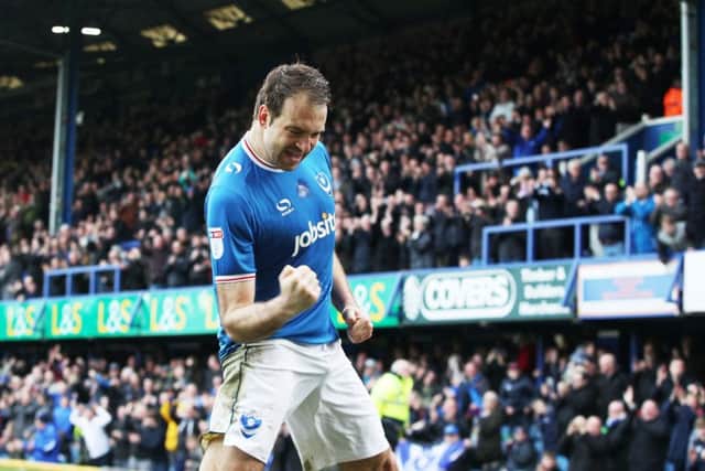 Brett Pitman celebrates his goal against Wigan. Picture: Joe Pepler