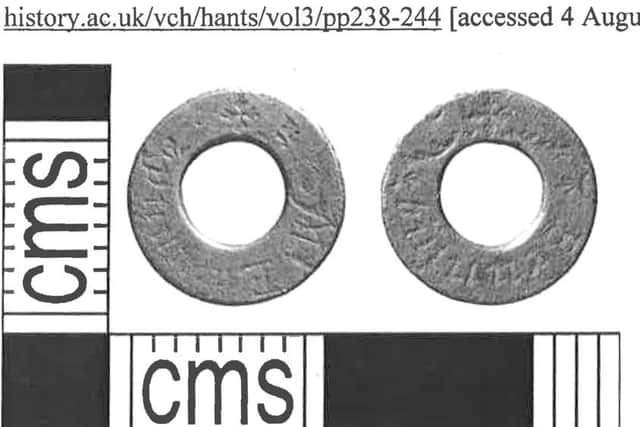 Both sides of a silver hawking ring found by Guy Southwell at Denmead Farm