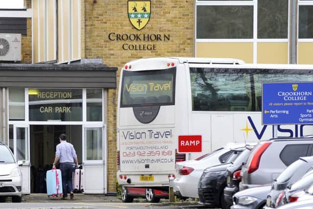 Pupils have arrived back at Crookhorn College after falling ill on a trip to America. Picture by Malcolm Wells