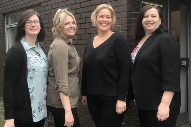 From left, senior support worker Czarina Jacobs, Portsmouth service manager Rachel Windebank, CEO Claire Lambon and business support and development manager Jo Eamey