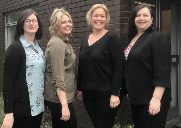 From left, senior support worker Czarina Jacobs, Portsmouth service manager Rachel Windebank, CEO Claire Lambon and business support and development manager Jo Eamey