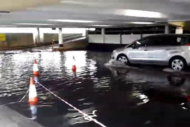 The flooded Avenue de Chartre car park on Saturday