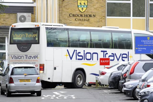 Pupils arriving back to Crookhorn College in Stakes Hill Road, Waterlooville. 



Picture:  Malcolm Wells