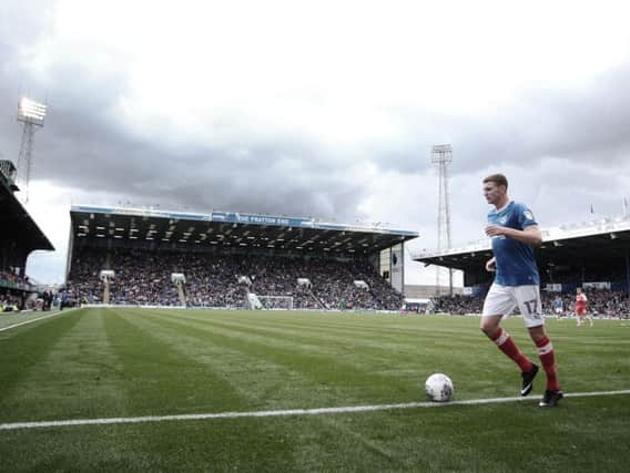Dion Donohue goes to take a corner at Fratton Park earlier in the season against Fleetwood. Picture: Joe Pepler