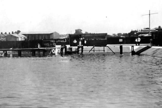The bathing pond Portsmouth division RMLI

The Royal Marines Light Infantry bathing pond possibly over at Gosport. Can anyone tell me?
Picture: Robert James collection