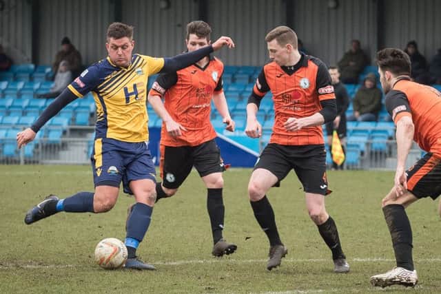Ben Wright had Gosport Borough's best chance in their match against St Ives Town. Picture: Keith Woodland