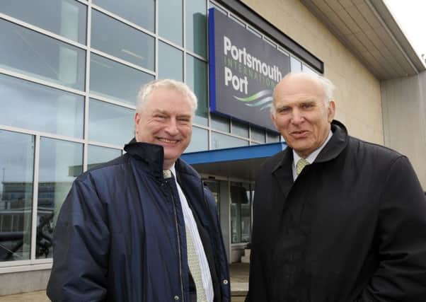 City councillor Gerald Vernon-Jackson with Sir Vince Cable at Portsmouth International Port. Picture: Malcolm Wells
