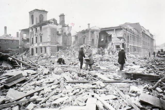 The Royal Portsmouth Hospital in Commercial Road was hit three times by bombs during the War