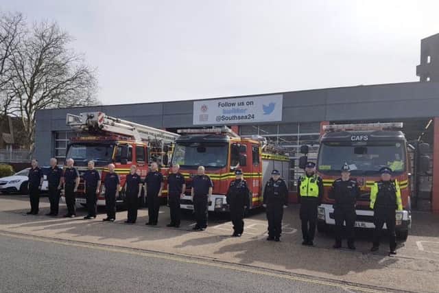 Firefighters at Southsea Fire Station stood shoulder-to-shoulder to pay their respects Picture: Hampshire Fire and Rescue