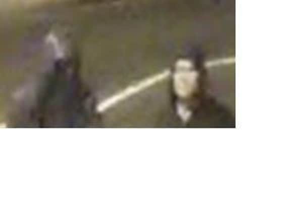 CCTV image of two suspects police are hunting in connection with a series of vandalisms in Milton last month. Photo: Hampshire police