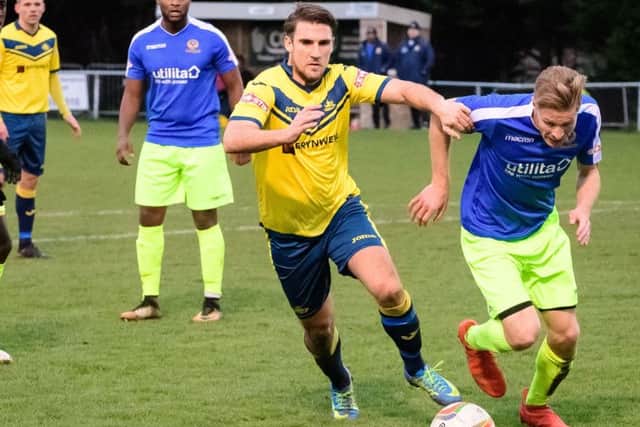 Joseph Briggs scored for Moneyfields in their league match against Beaconsfield Town. Picture: Keith Woodland