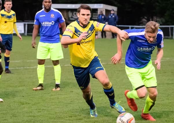 Joseph Briggs scored for Moneyfields in their league match against Beaconsfield Town. Picture: Keith Woodland