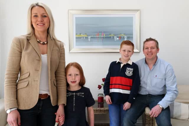 The Burns family, Natalie and Richard with Oliver , nine, and Alexis, six, pictured at home in Park Gate. Natalie is recovering from a stroke and wants to warn readers about how to spot the first signs of one Picture: Chris Moorhouse