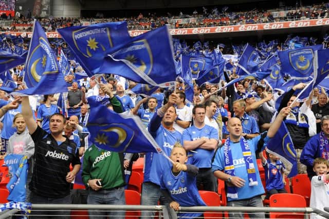 Sea of blue -
Pompey fans at Wembley Stadium when the club played Chelsea in the FA Cup Final, 2010 Picture: Allan Hutchings (101533-148)