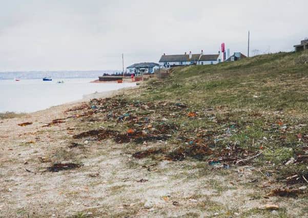 Plastic waste on the Hayling shore     Picture:Confetti Coast Photography