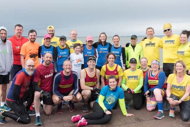 Christina Harman and Marie Shawyer and their supporters from Gosport and Fareham running clubs.
