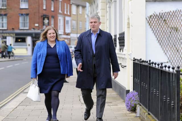The Portsmouth wing of the Conservative party launched its manifesto of election pledges at The Royal Albert Yacht Club, Pembroke Road, Old Portsmouth, Hampshire.
The team from the city were supported by a visit from the party's national chairman Brandon Lewis MP
(left to right) Cllr. Donna Jones strides along Pembroke Road with Brandon Lewis MP.
Picture: Malcolm Wells