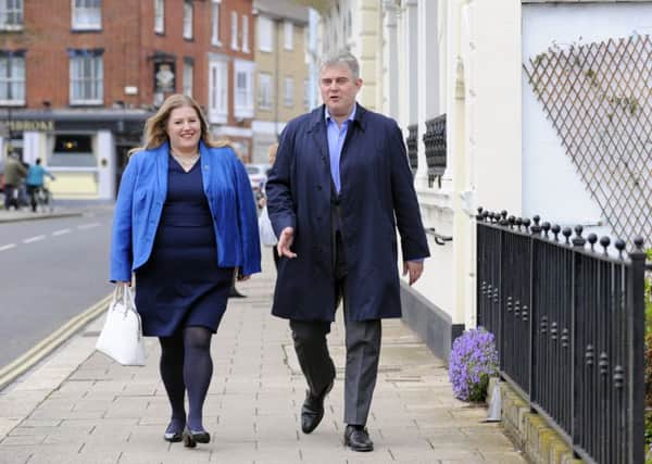The Portsmouth wing of the Conservative party launched its manifesto of election pledges  at The Royal Albert Yacht Club, Pembroke Road, Old Portsmouth, Hampshire.

The team from the city were supported by a visit from the party's national chairman Brandon Lewis MP

(left to right) Cllr. Donna Jones strides along Pembroke Road with Brandon Lewis MP.
Picture: Malcolm Wells