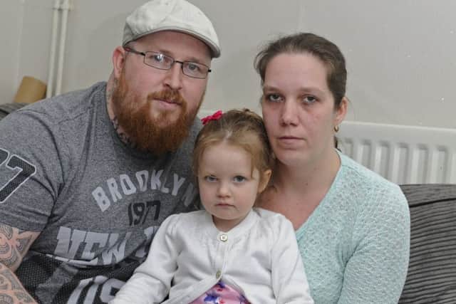 Payton with her parents David Lewis and Charlotte Farmer from Gosport      Picture Ian Hargreaves  (180450-1)