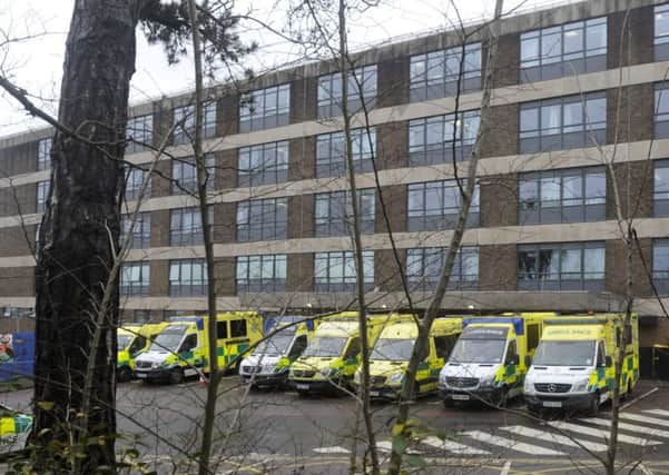 Ambulances outside the casualty department at Queen Alexandra Hospital. The hospital said it had a good Easter