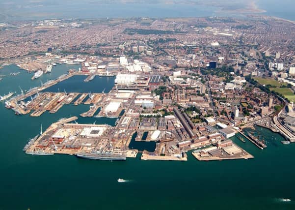 An aerial photograph Portsmouth Historic Dockyard and Portsmouth Naval Base, taken as part of a Photex. Credit: Crown