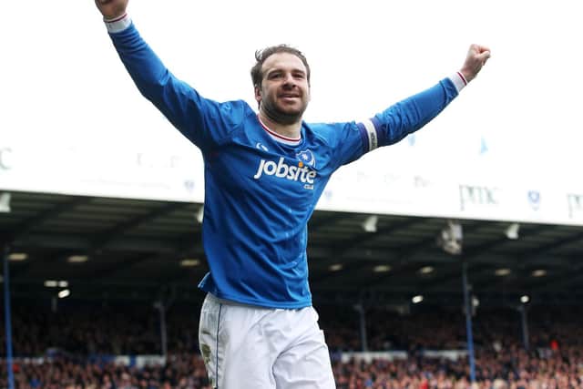 Brett Pitman celebrates his second goal against Oxford United. Picture: Joe Pepler/ PinPep