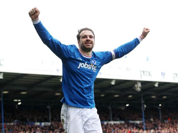 Brett Pitman celebrates his second goal against Oxford United. Picture: Joe Pepler/ PinPep