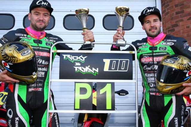 Ricky Stevens, left, and Ryan Charlwood celebrate their title in 2016. Picture: Tim Keeton