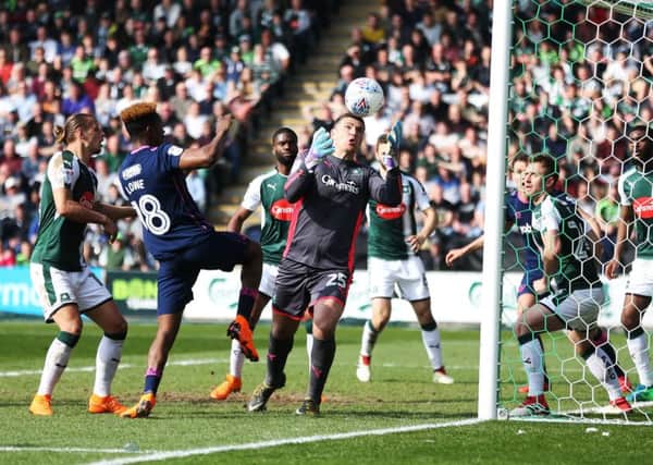 Jamal Lowe had a chance to score late for Pompey in their goalless draw at Plymouth. Picture: Joe Pepler/Digital South