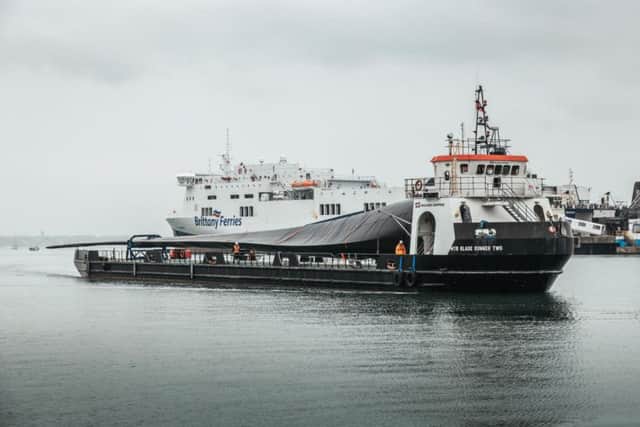 Portsmouth-based cargo operator MMD Shipping Services has secured a 10-year agreement with international manufacturer MHI Vestas Offshore Wind to handle huge wind turbine blades like this