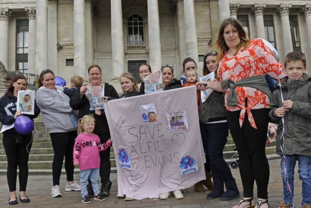 Supporters stage a peaceful protest on the steps of the Guildhall in Portsmouth in support of toddler Alfie Evans and his family, with Gill Streeter, second right 
Picture: Ian Hargreaves (180457-1)