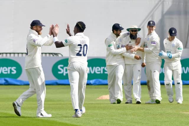 Hampshire celebrate the success on day four against Worcestershire. Picture: Neil Marshall