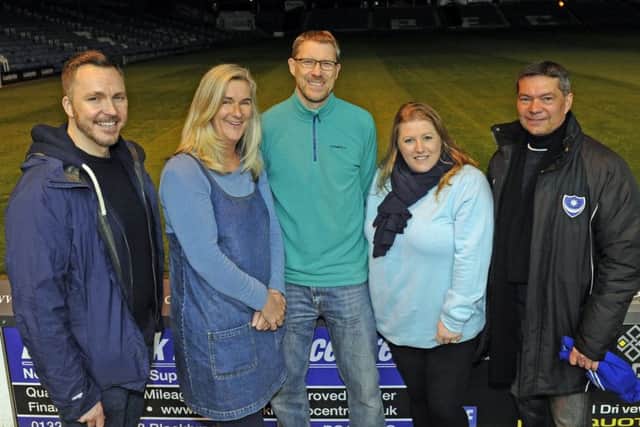 From left  Mark Cubbon (Chief Executive of Portsmouth Hospitals NHS Trust), Clare Martin (Director of Community Projects for Portsmouth FC), Mark Waldron (Editor of The News), Cllr. Donna Jones (Leader of Portsmouth City Council) and Mark Catlin (Chief Executive, Portsmouth FC)