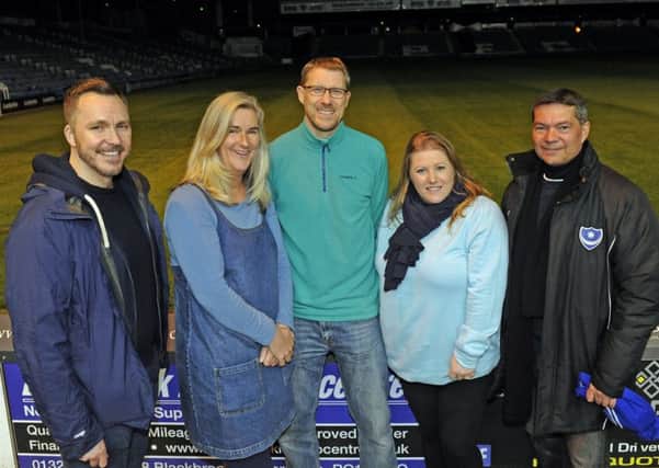 From left  Mark Cubbon (Chief Executive of Portsmouth Hospitals NHS Trust), Clare Martin (Director of Community Projects for Portsmouth FC), Mark Waldron (Editor of The News), Cllr. Donna Jones (Leader of Portsmouth City Council) and Mark Catlin (Chief Executive, Portsmouth FC)
