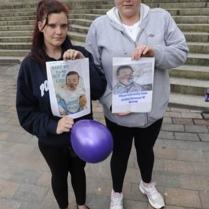 Kirsty Stacey, left, and Kate Powell at the demo  Picture: Ian Hargreaves (180457-1)