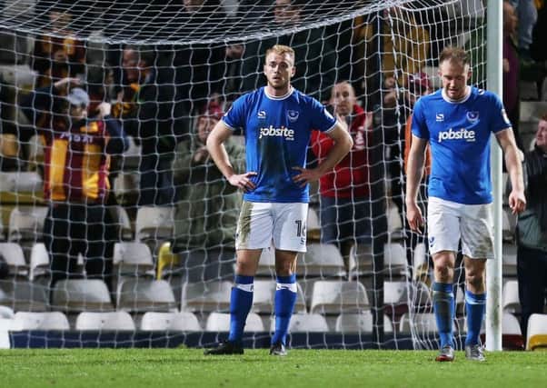 Jack Whatmough cannot hide his disappointment at Valley Parade. Picture: Joe Pepler