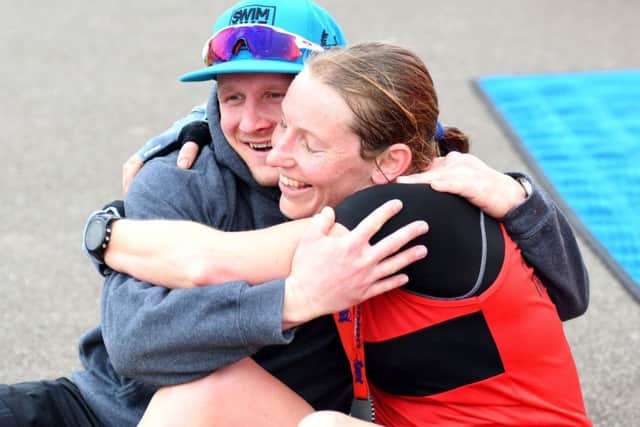 Successful duathlon competitors Piotr Meller and Kelly Stokes. Picture: Neil Marshall