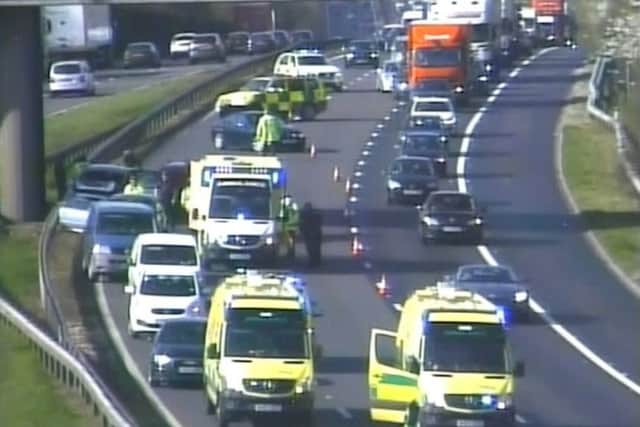 Delays of up to an hour are hitting motorists after the crash on M3  PHOTO: Highways England