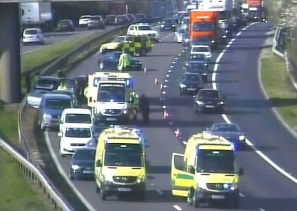Delays of up to an hour are hitting motorists after the crash on M3  PHOTO: Highways England