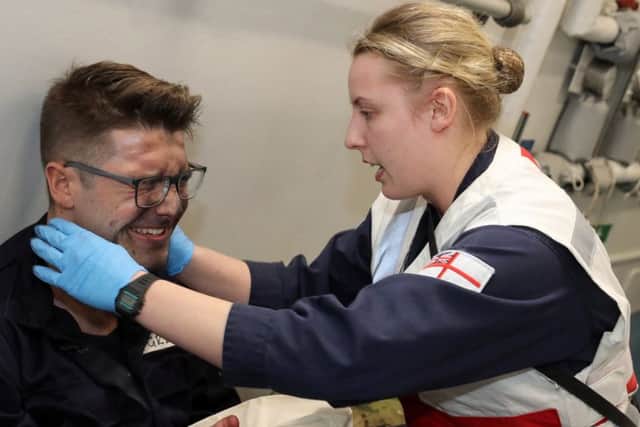 An exercise involving Hampshire emergency services has been held on board HMS Queen Elizabeth in Portsmouth