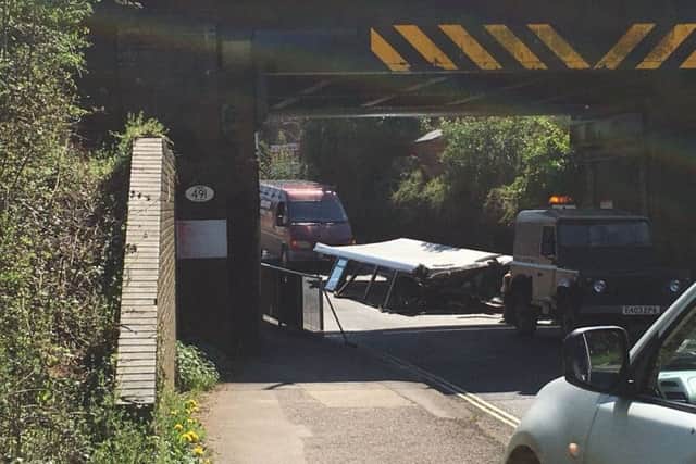 The bus' roof after it was sliced off by the railway bridge in North Street. Credit: John Horsman