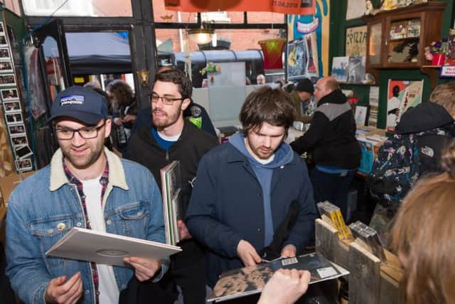 Eager vinyl fans celebrating Record Store Day at Pie & Vinyl in Castle Road, Southsea     Picture: Duncan Shepherd ((180341-006)