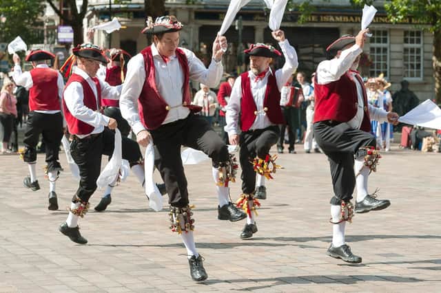Victory Morrismen in Portsmouth Guildhall. They are keeping the ancient traditional alive.