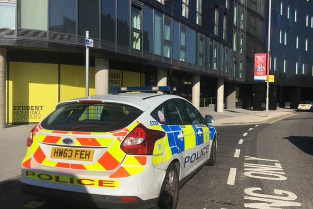 Police outside student accommodation in Stanhope Road, Portsmouth on Friday Picture Ben Fishwick