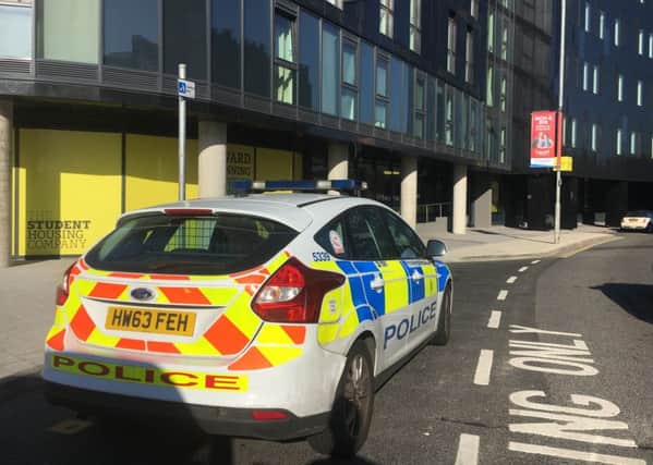 Police outside student accommodation in Stanhope Road, Portsmouth on Friday Picture Ben Fishwick